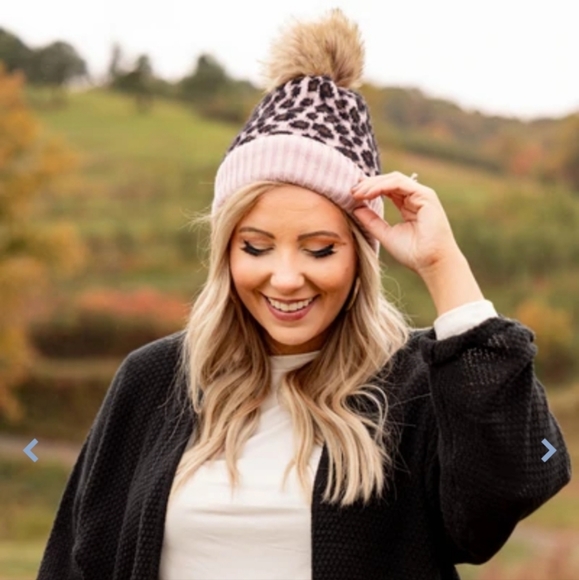 Wild And Fierce Beanie with leopard print with pom pom on top so cute - Picture 3 of 4